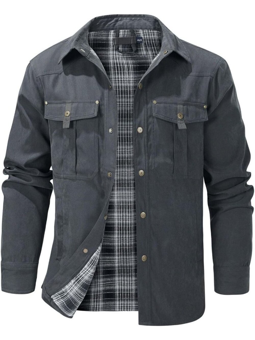 Men's Flannel Lined Shirt Jacket | Snap Button Western Style | Cozy Cowboy